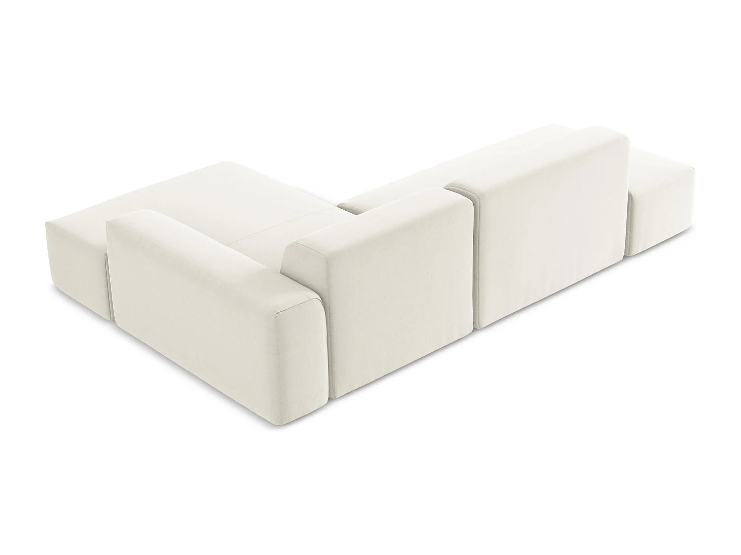 Canapé d'angle 3 places modulaire gauche en velours - beige clair - KELI