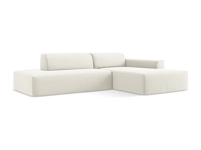 Canapé d'angle 3 places modulaire gauche en velours - beige clair - KELI