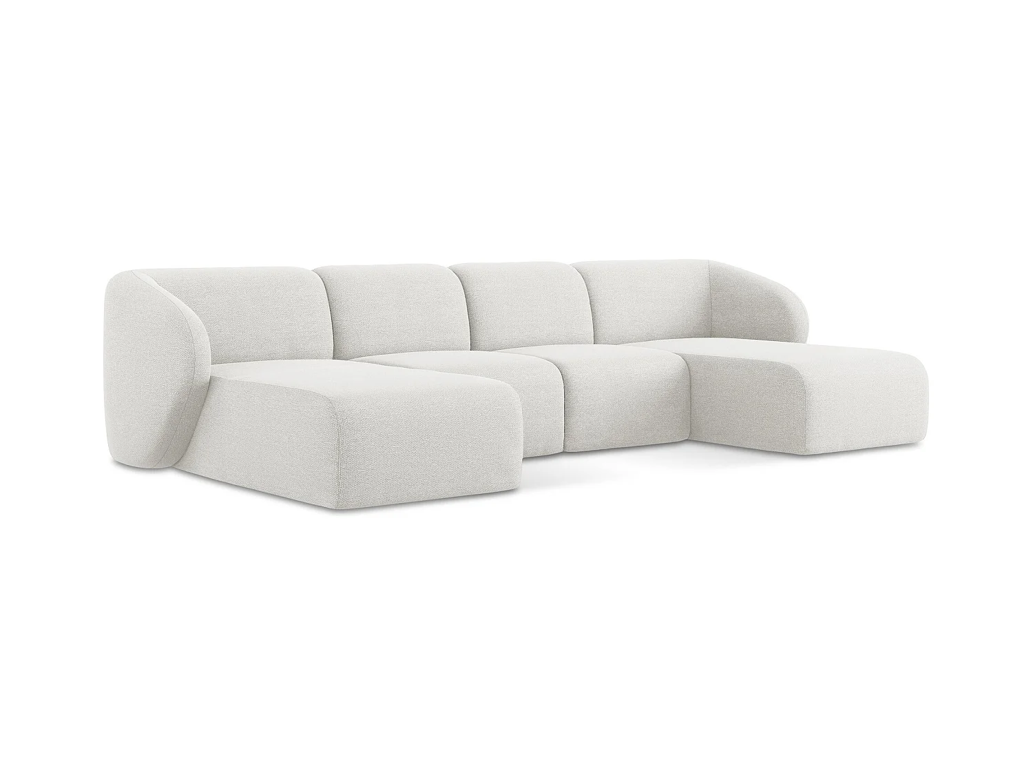 Große Wohnlandschaft - - Bouclé - Weiß - LANI