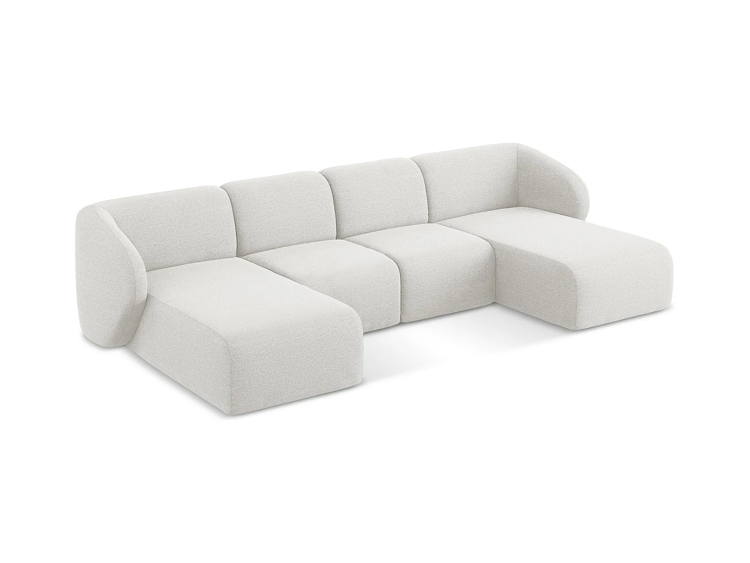 Große Wohnlandschaft - - Bouclé - Weiß - LANI