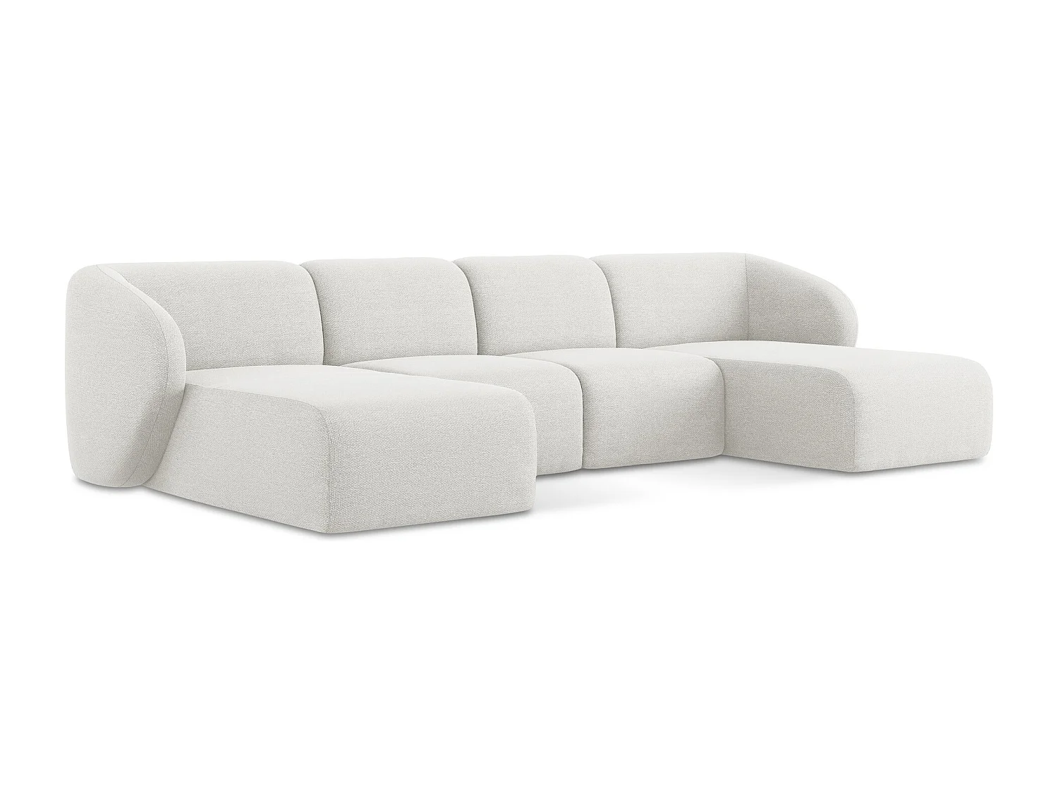 Sofa panoramiczna - z tkaniny bouclé - biały - LANI