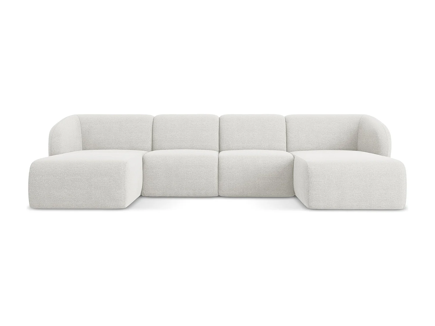 Sofa panoramiczna - z tkaniny bouclé - biały - LANI