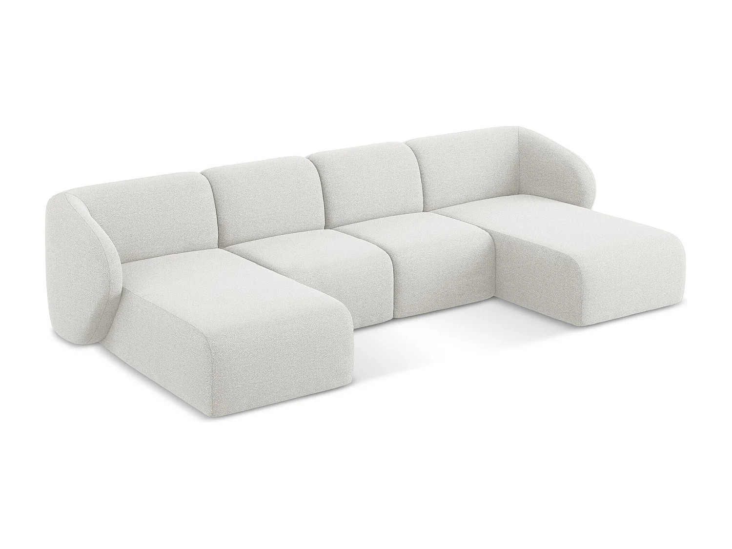 Sofa panoramiczna - z tkaniny bouclé - biały - LANI