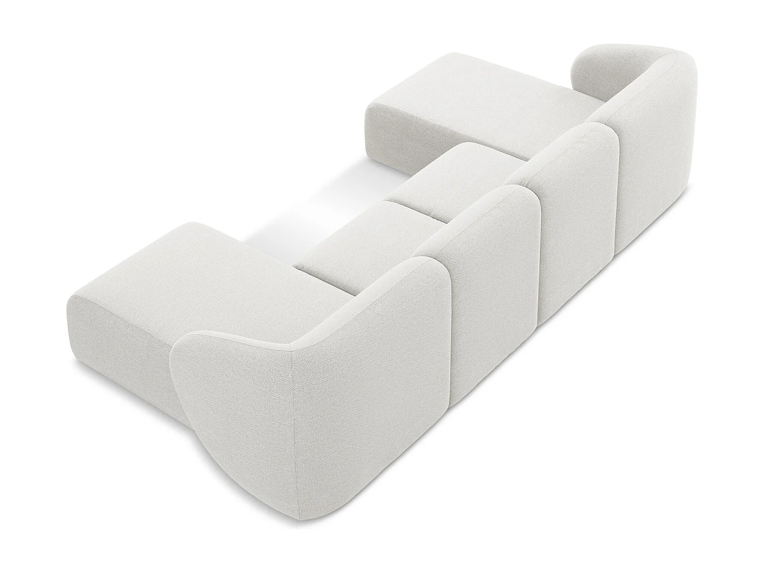 Sofa panoramiczna - z tkaniny bouclé - biały - LANI