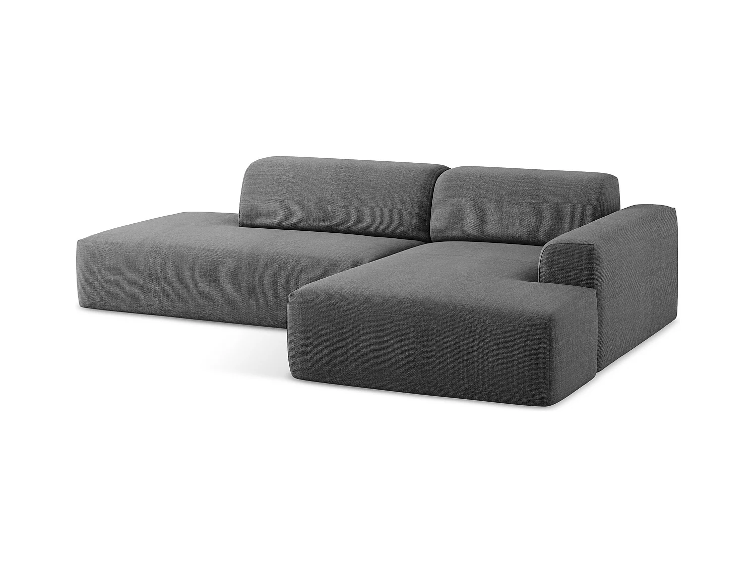 Modulaire hoekbank links van donkergrijs textuurstof - KELI