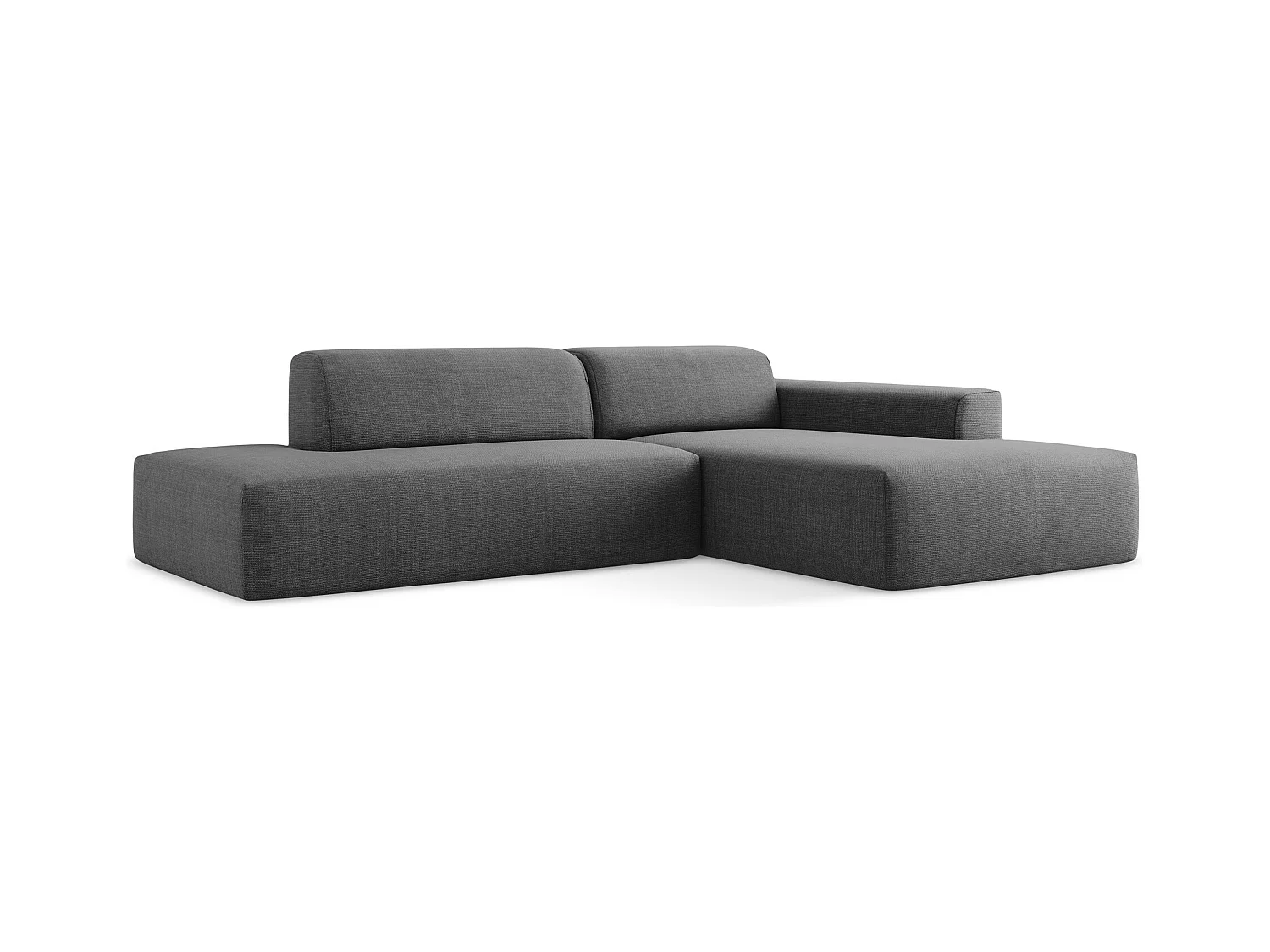 3-Sitzer Modulares Ecksofa - Ecke Links - Strukturstoff - Dunkelgrau - KELI