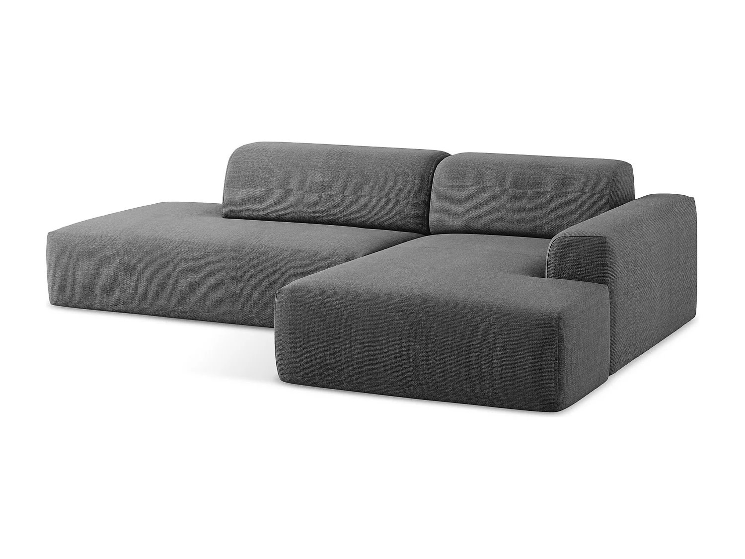 Modulaire hoekbank links van donkergrijs textuurstof - KELI