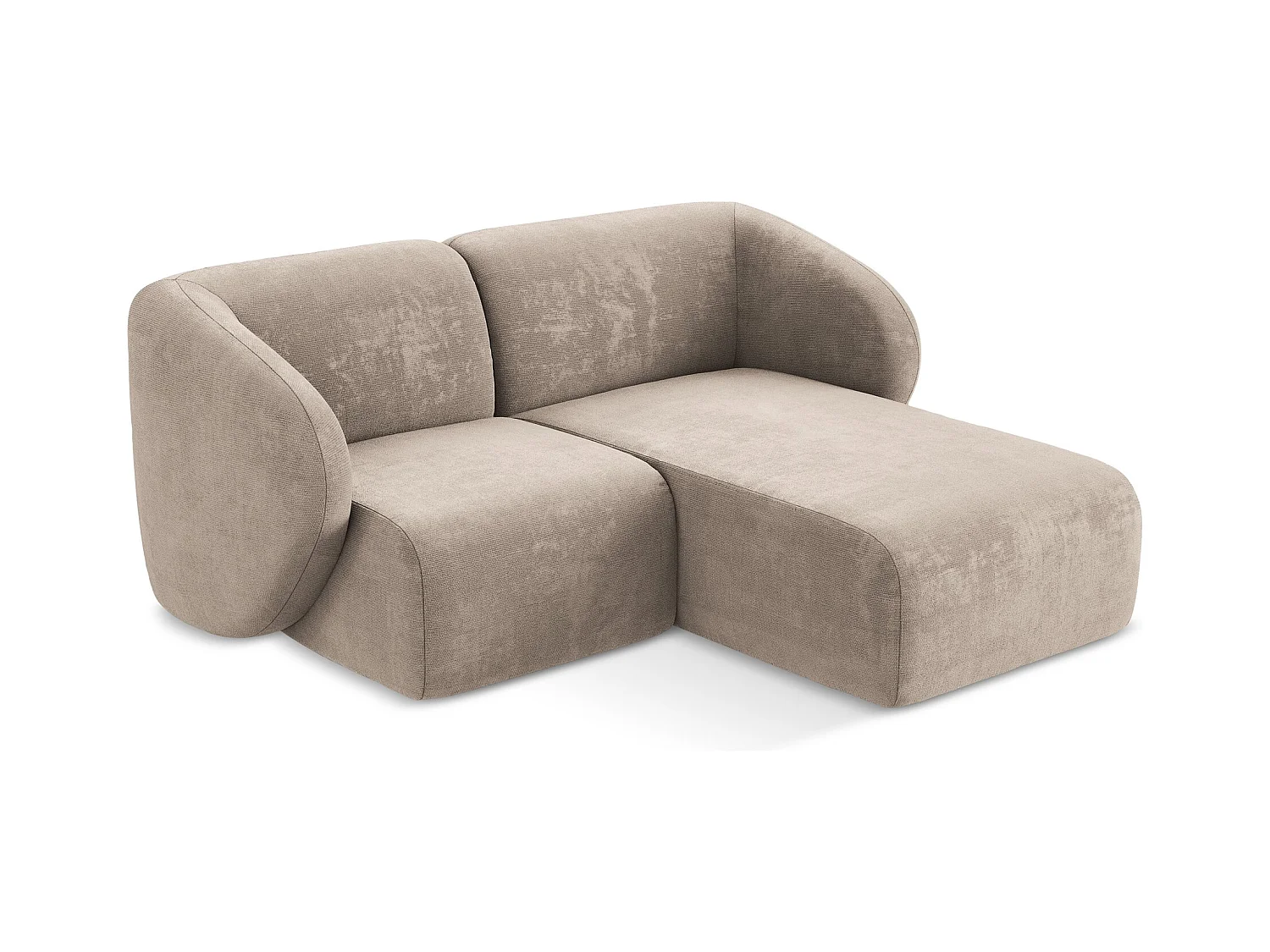 Narożnik prawostronny - z tkaniny szenilowej - ciemny beż - LANI