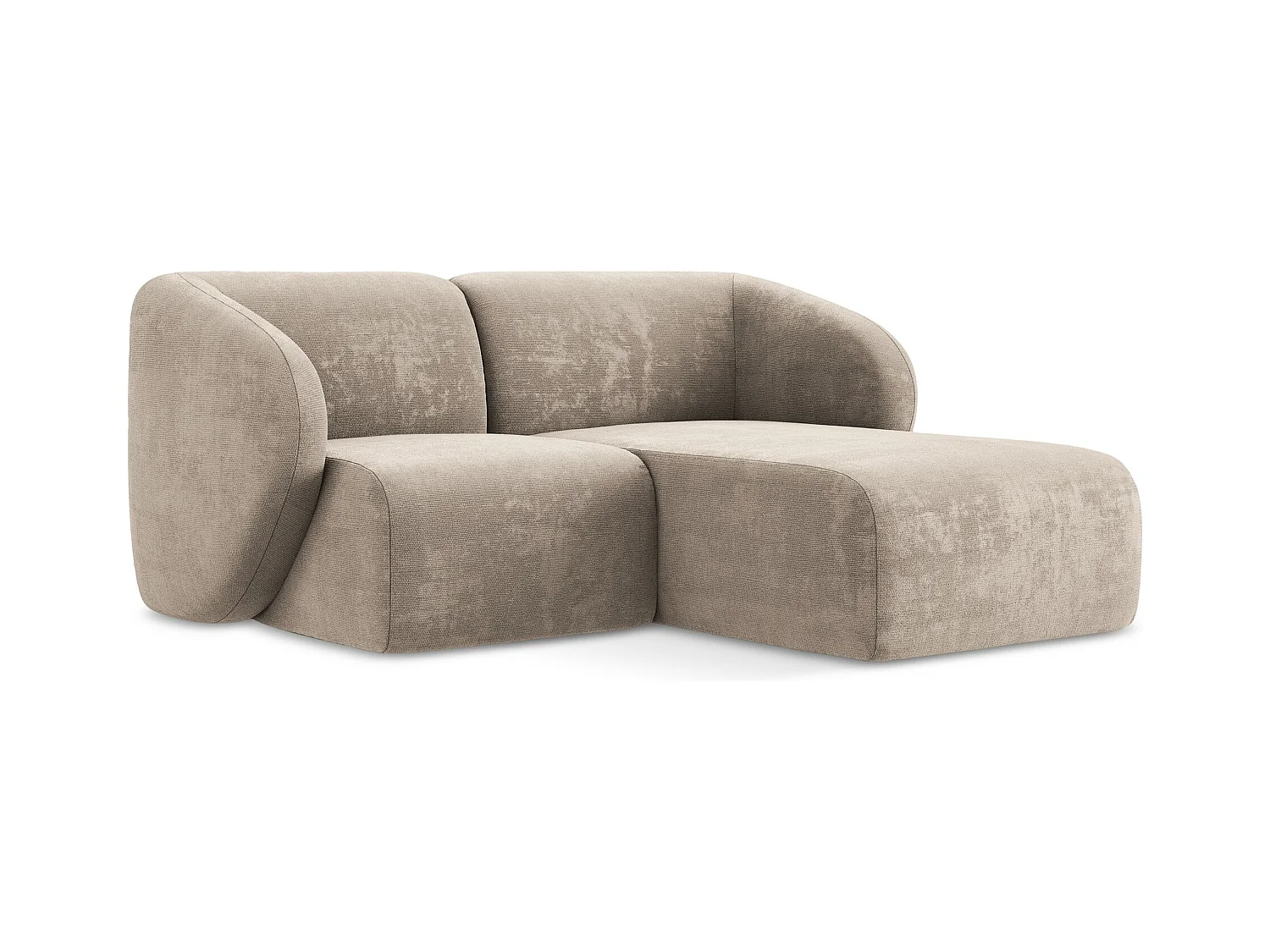 Canapé d'angle 2,5 places modulaire droit en tissu chenille - beige foncé - LANI