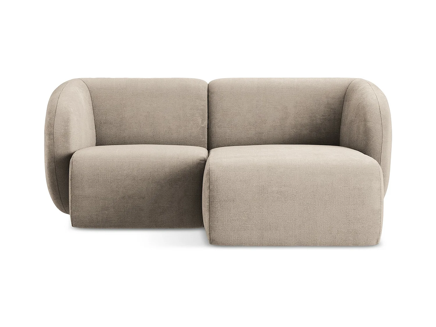 Canapé d'angle 2,5 places modulaire droit en tissu chenille - beige foncé - LANI