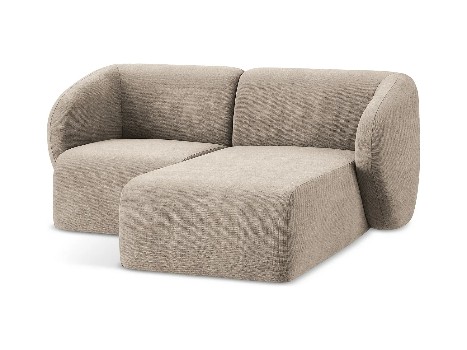 Canapé d'angle 2,5 places modulaire droit en tissu chenille - beige foncé - LANI