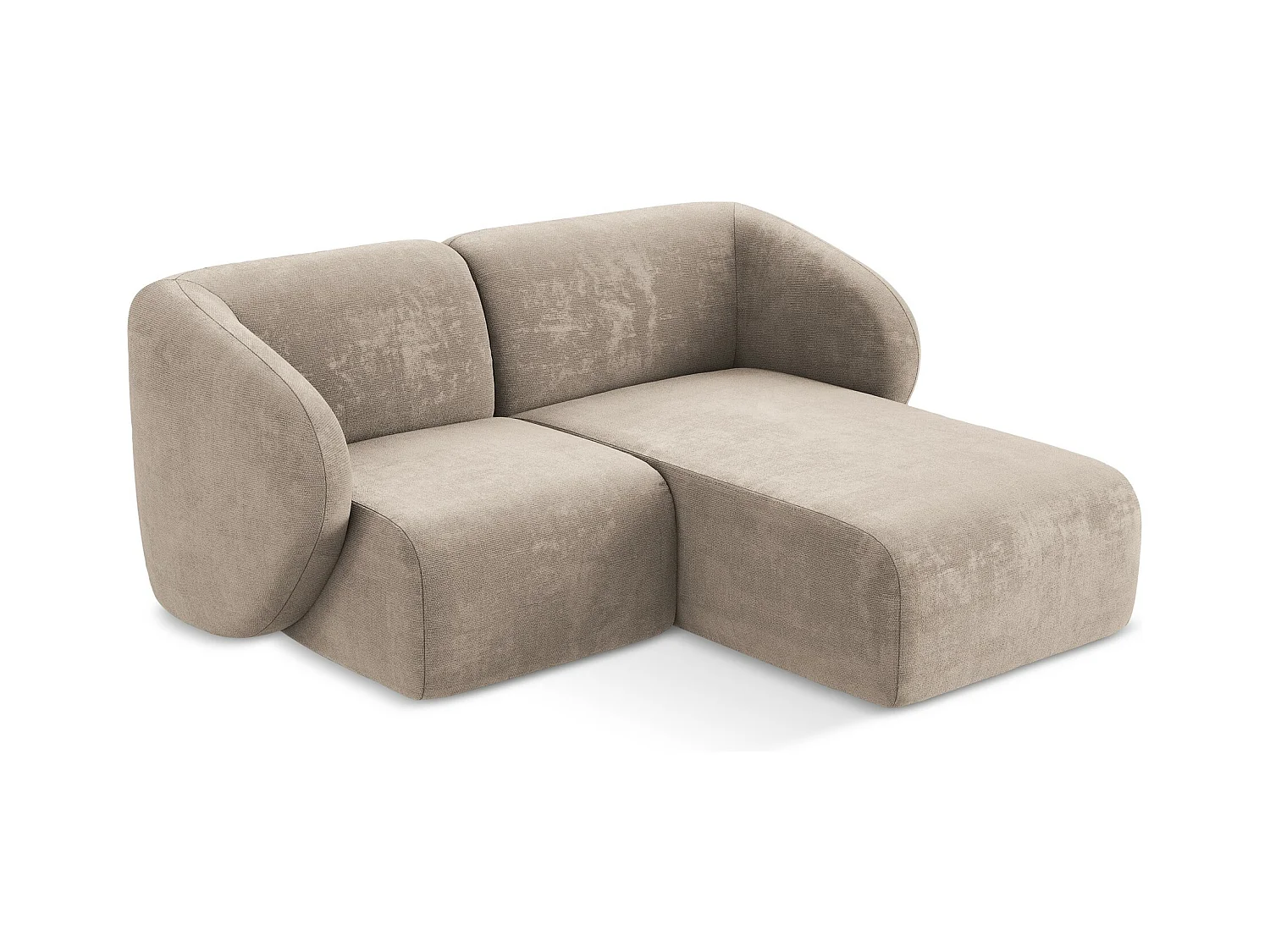 Canapé d'angle 2,5 places modulaire droit en tissu chenille - beige foncé - LANI