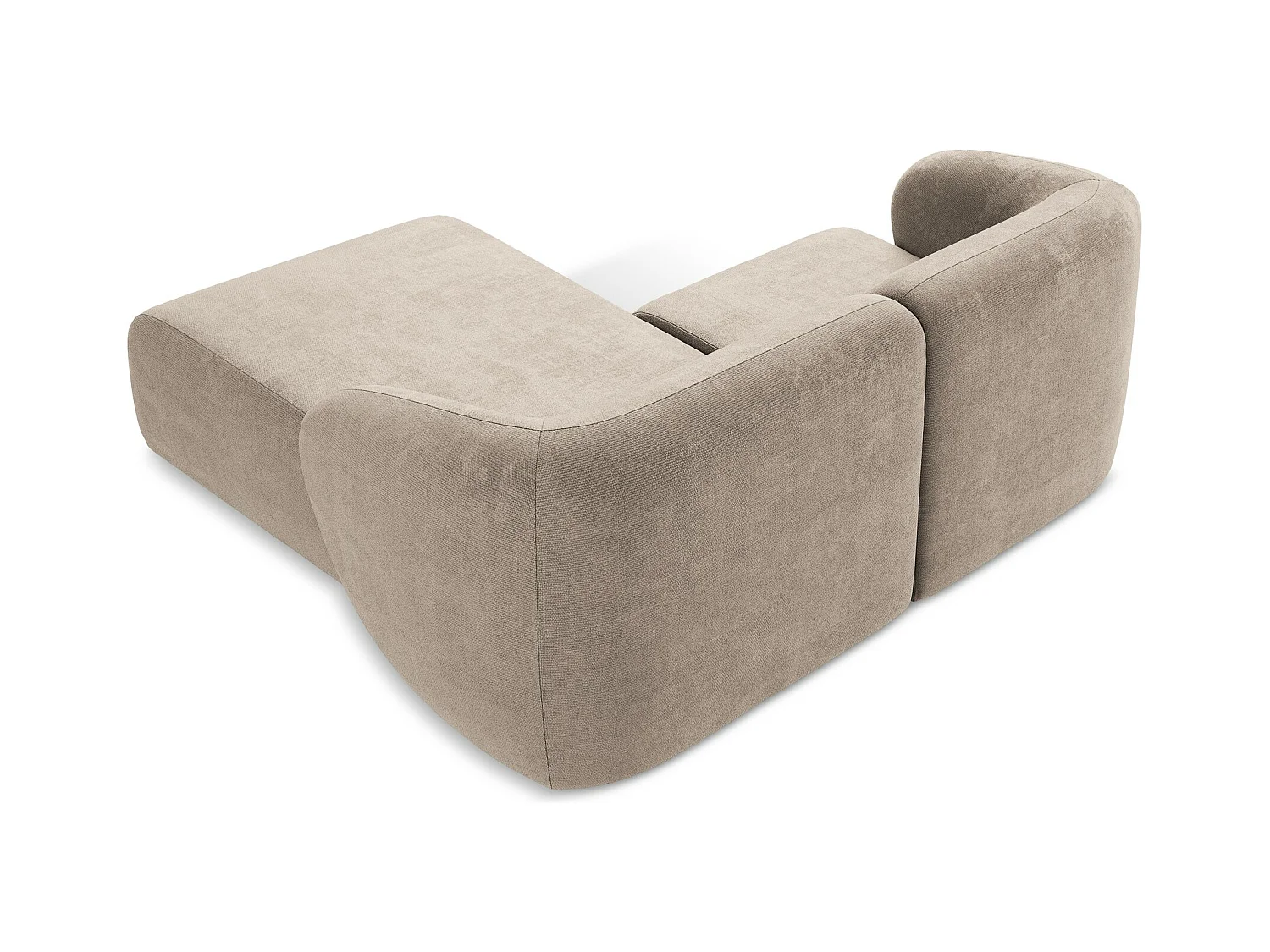 Canapé d'angle 2,5 places modulaire droit en tissu chenille - beige foncé - LANI