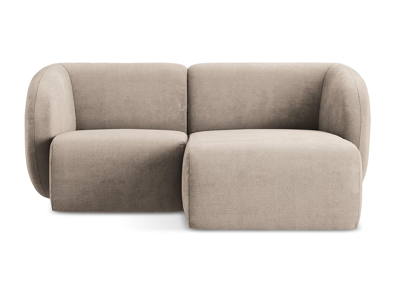 Canapé d'angle 2,5 places modulaire droit en tissu chenille - beige foncé - LANI