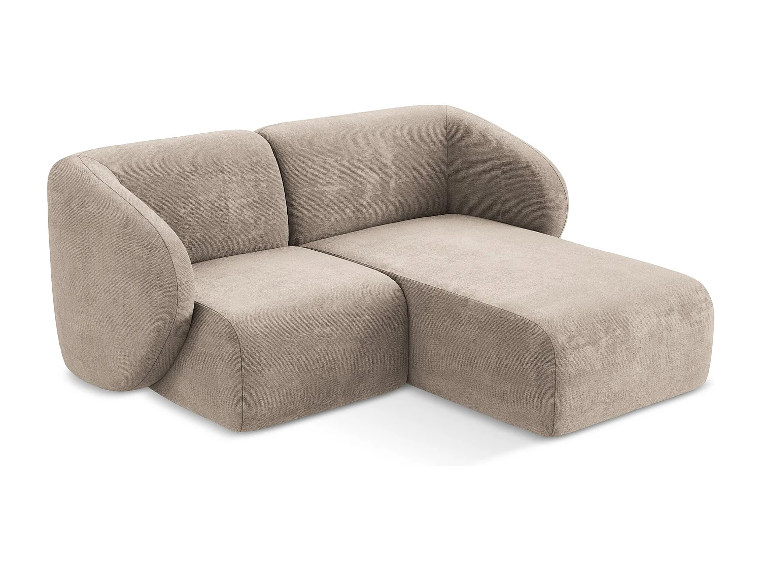 Canapé d'angle 2,5 places modulaire droit en tissu chenille - beige foncé - LANI