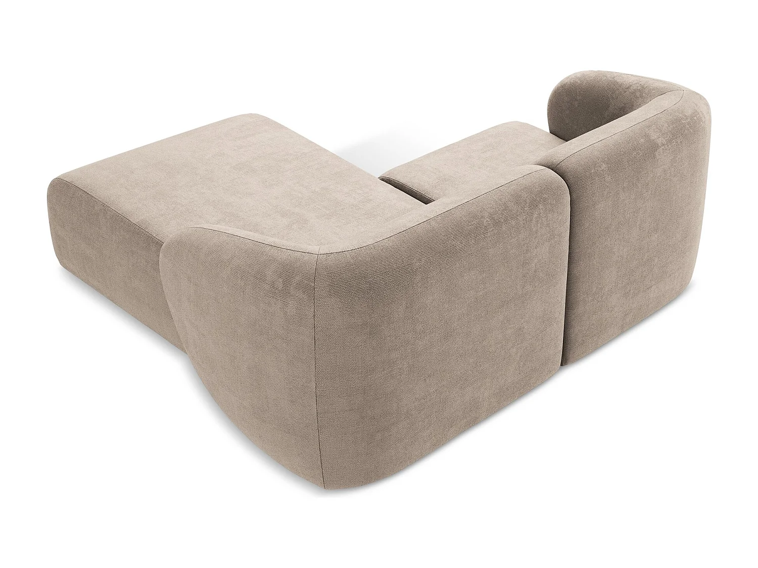 Canapé d'angle 2,5 places modulaire droit en tissu chenille - beige foncé - LANI
