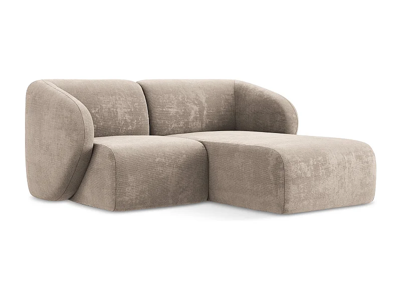 Canapé d'angle 2,5 places modulaire droit en tissu chenille - beige foncé - LANI