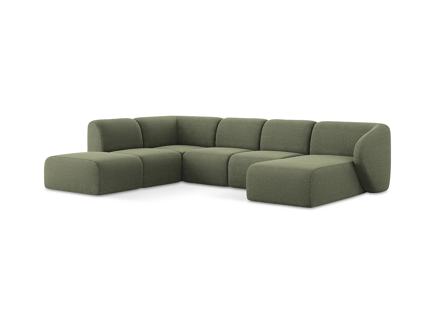 Große Wohnlandschaft Links - - Bouclé - Olive - LANI