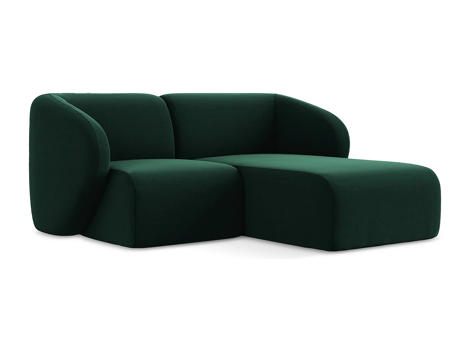 Canapé d'angle 2,5 places modulaire droit en velours - bouteille verte - LANI