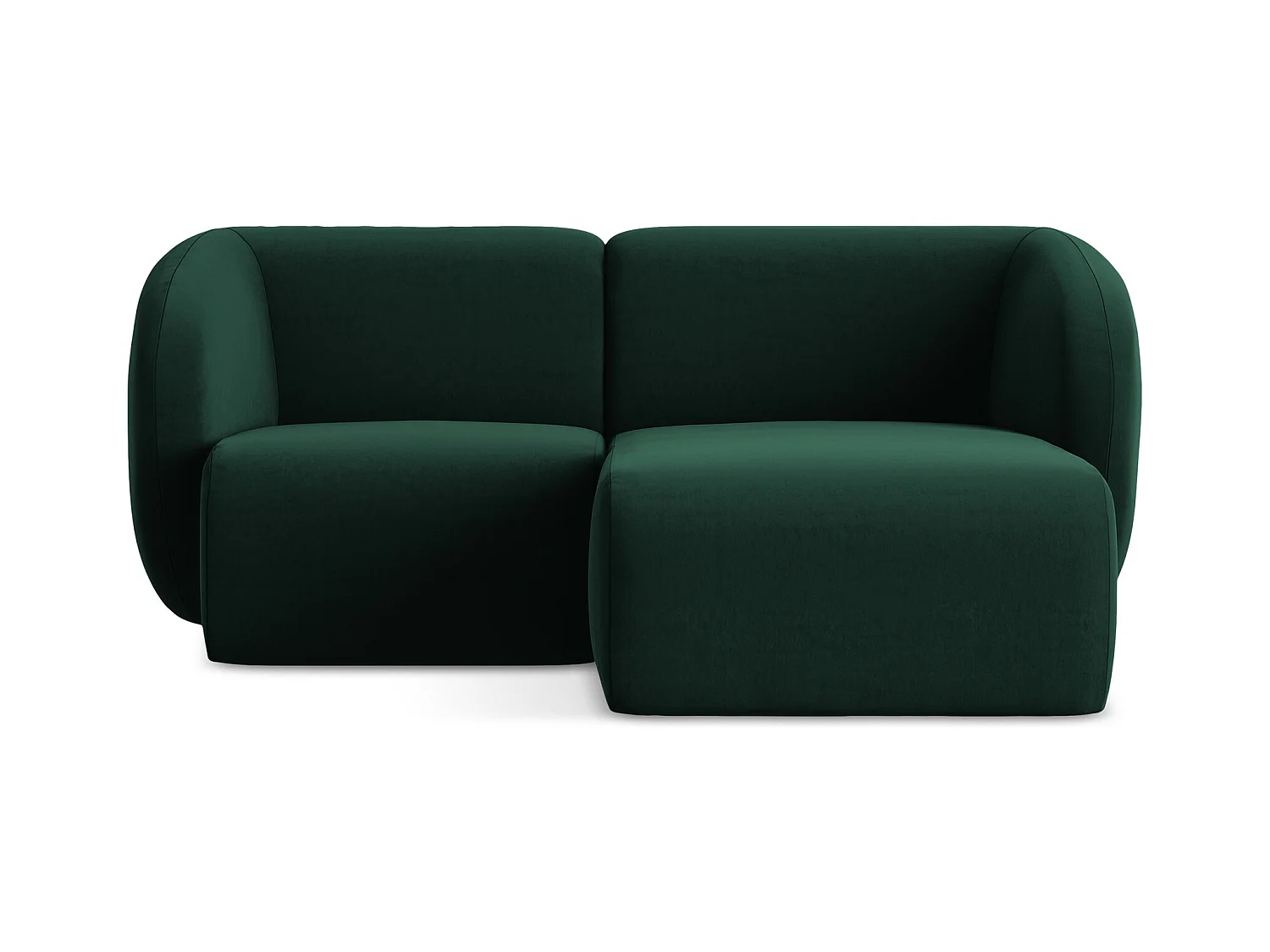 Canapé d'angle 2,5 places modulaire droit en velours - bouteille verte - LANI