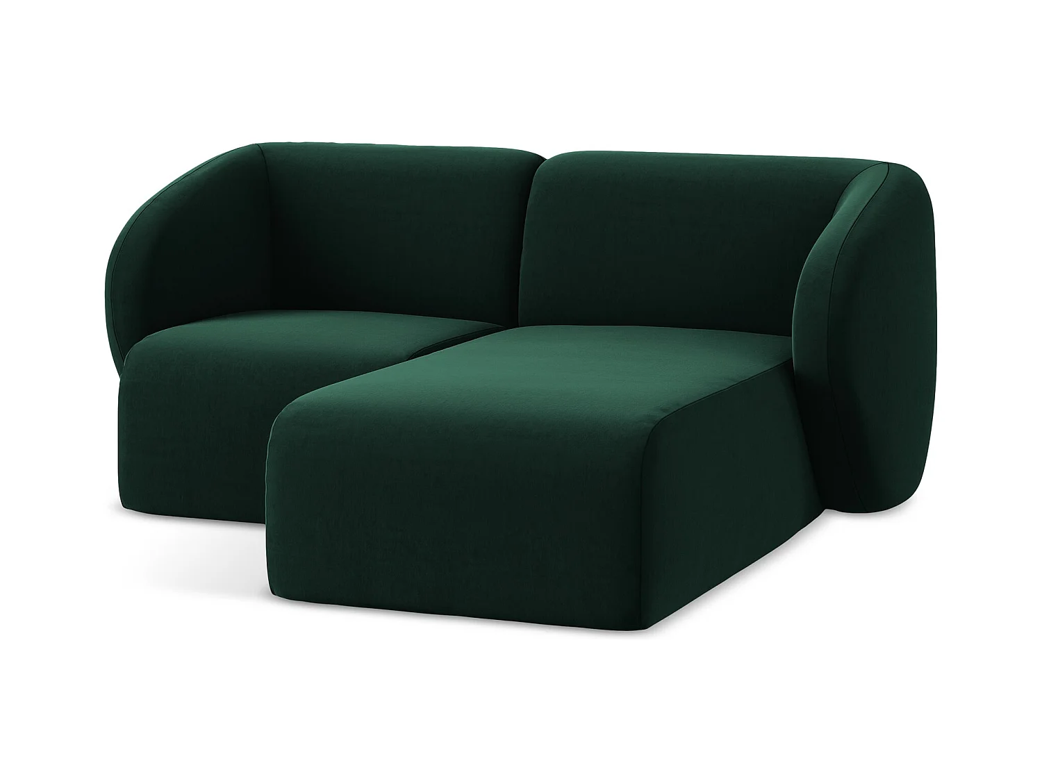 Canapé d'angle 2,5 places modulaire droit en velours - bouteille verte - LANI