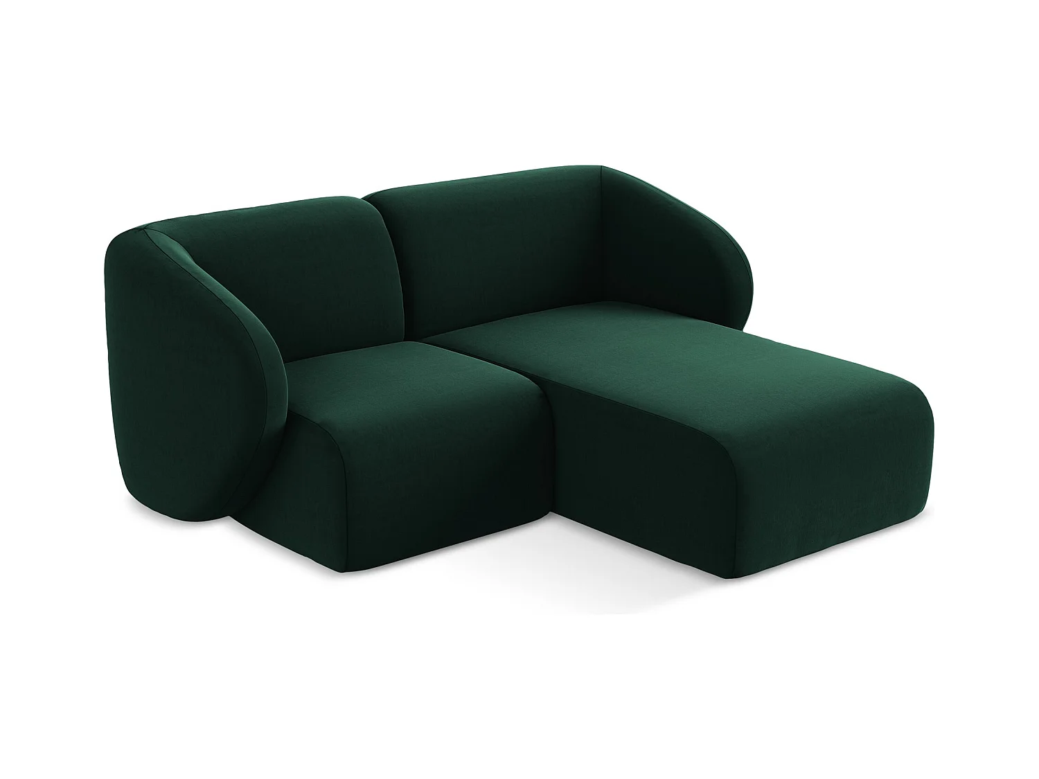 Canapé d'angle 2,5 places modulaire droit en velours - bouteille verte - LANI