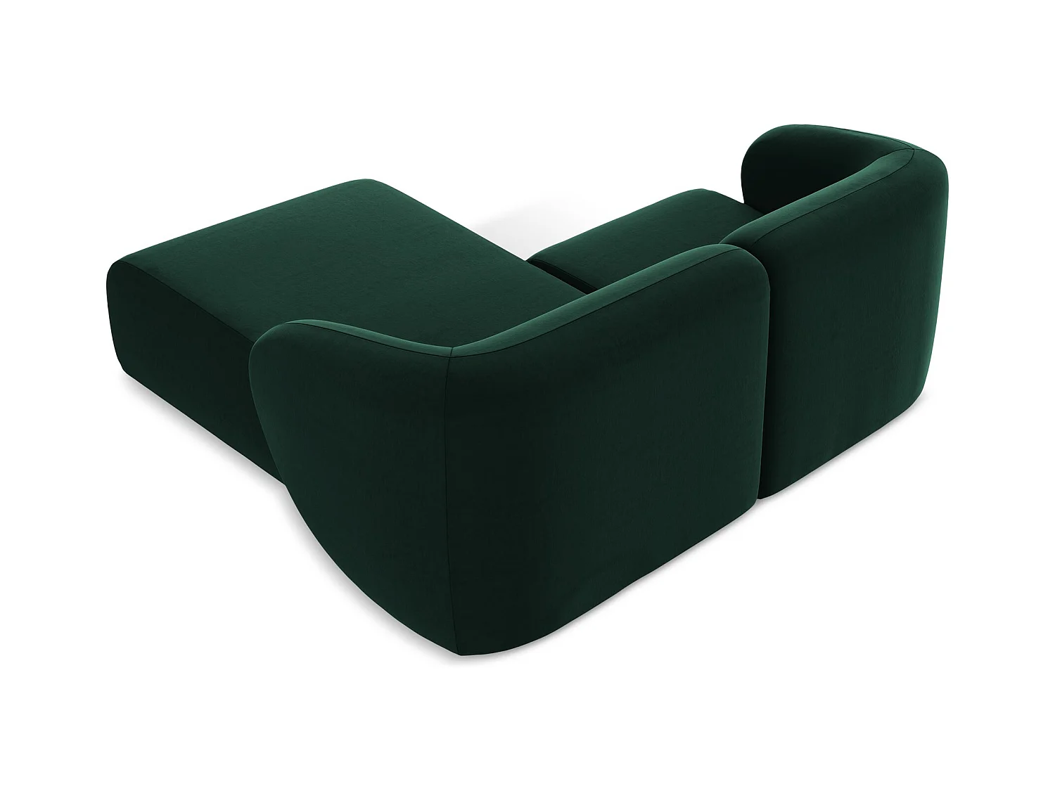 Canapé d'angle 2,5 places modulaire droit en velours - bouteille verte - LANI