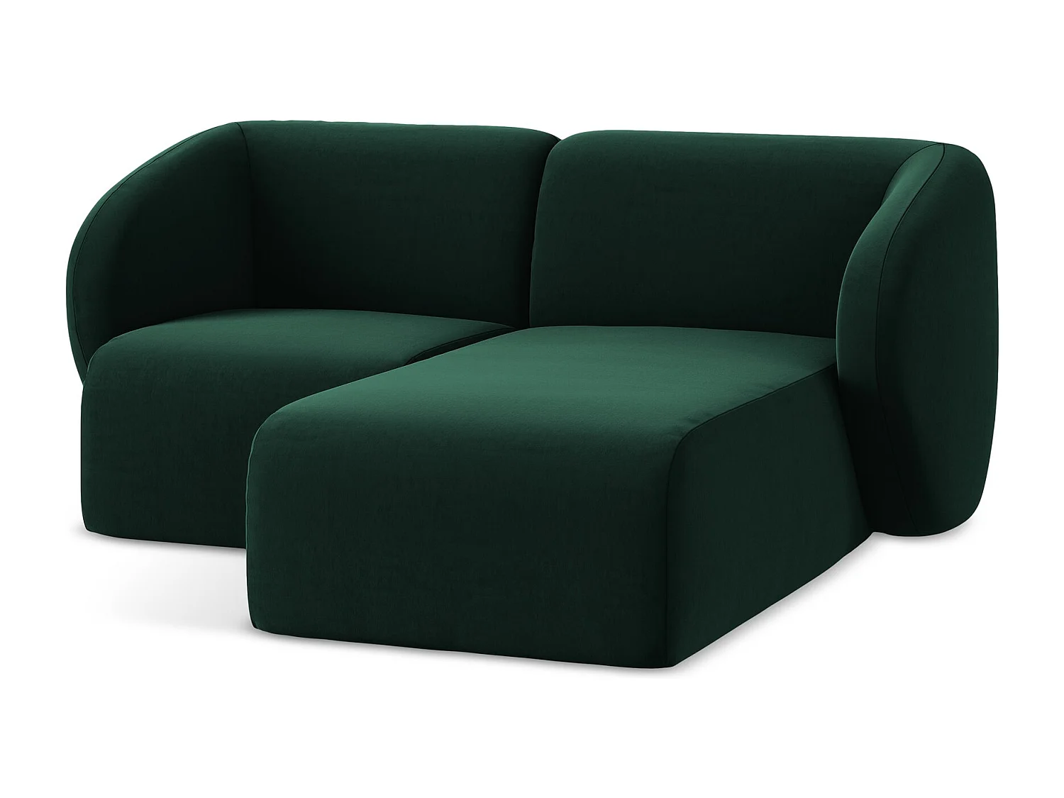 Modulaire hoekbank rechts van flessengroen velours - LANI