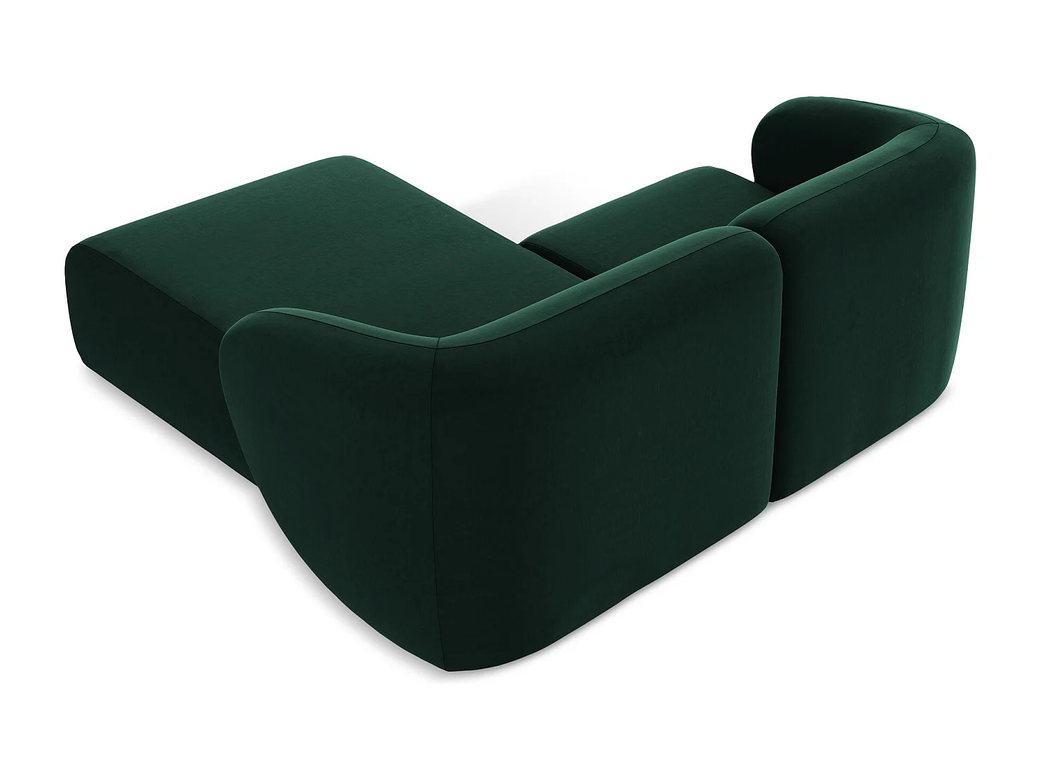 Modulaire hoekbank rechts van flessengroen velours - LANI