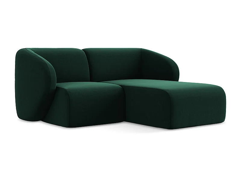 Canapé d'angle 2,5 places modulaire droit en velours - bouteille verte - LANI