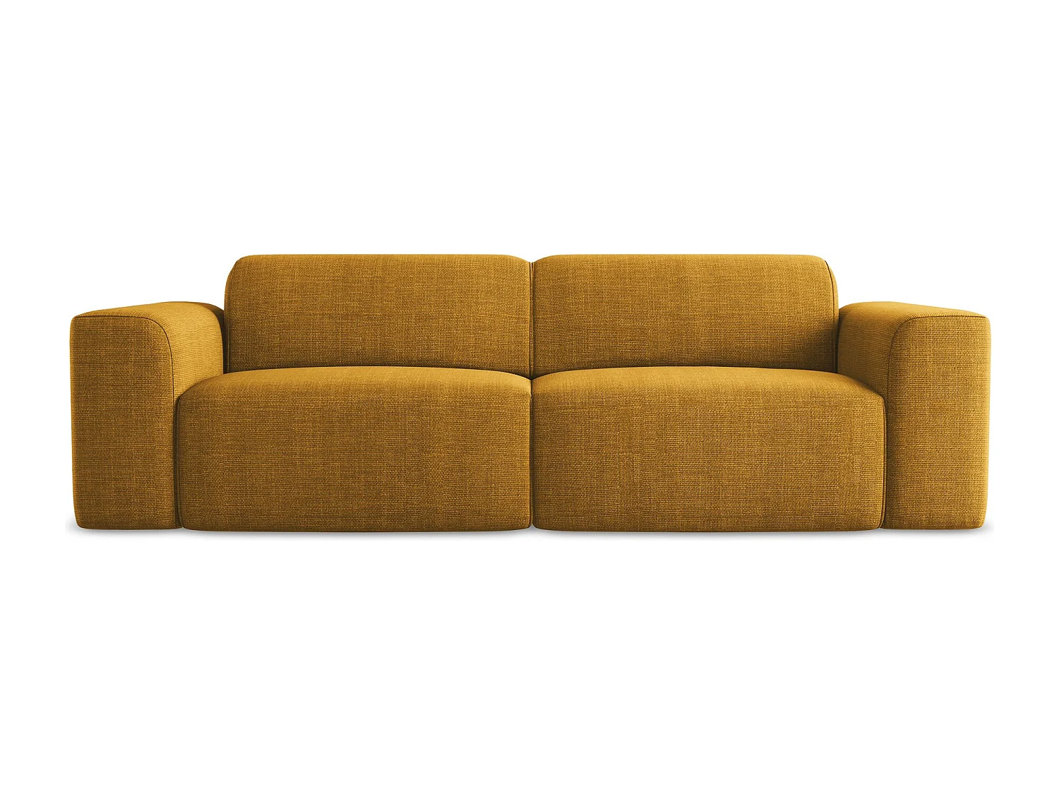 Canapé modulable 2 places en tissu texturé - moutarde - KELI