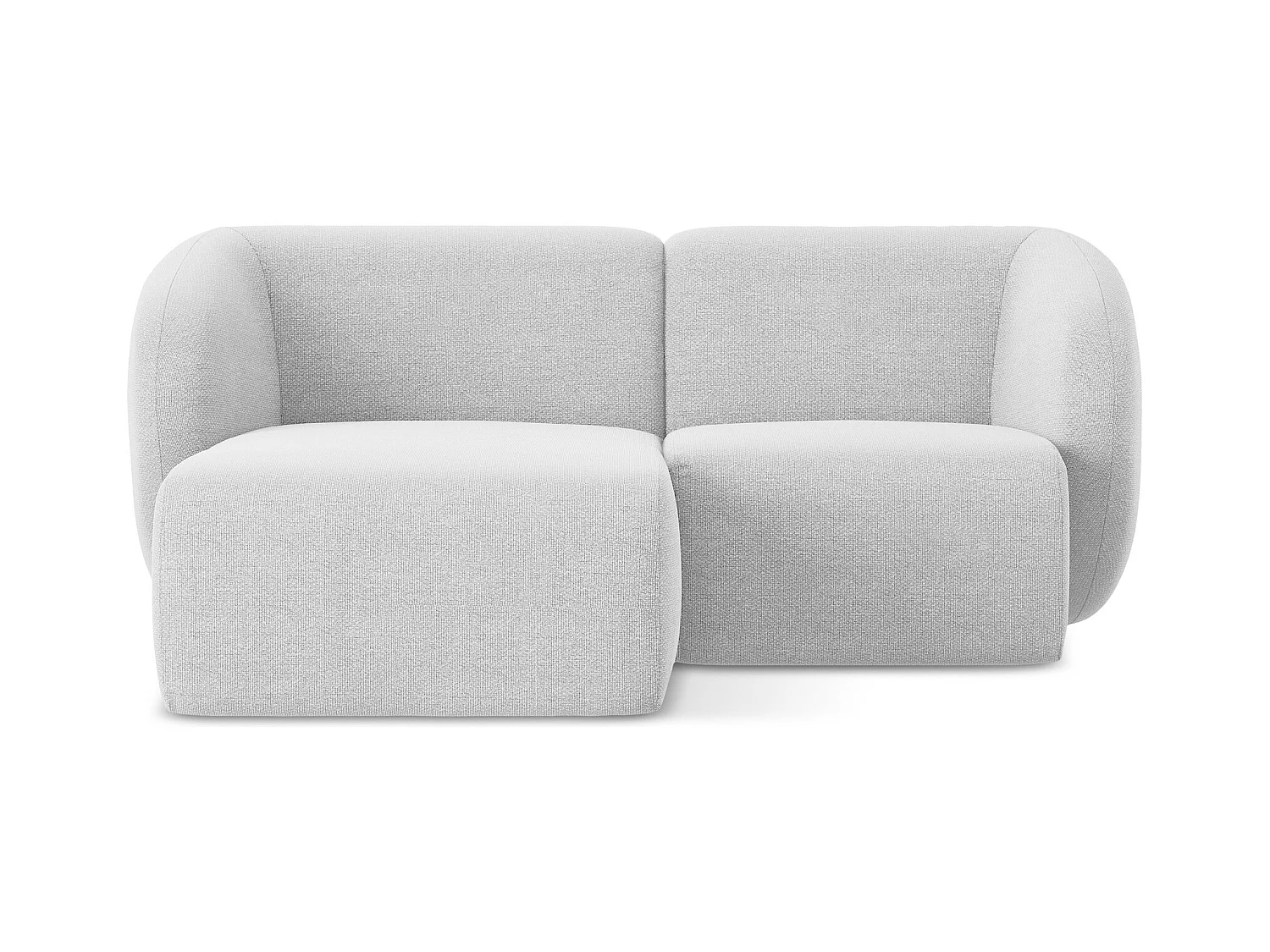 Canapé d'angle 2,5 places modulaire gauche en tissu bouclette - argent - LANI