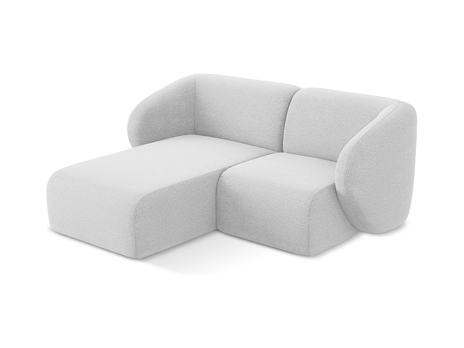 Canapé d'angle 2,5 places modulaire gauche en tissu bouclette - argent - LANI