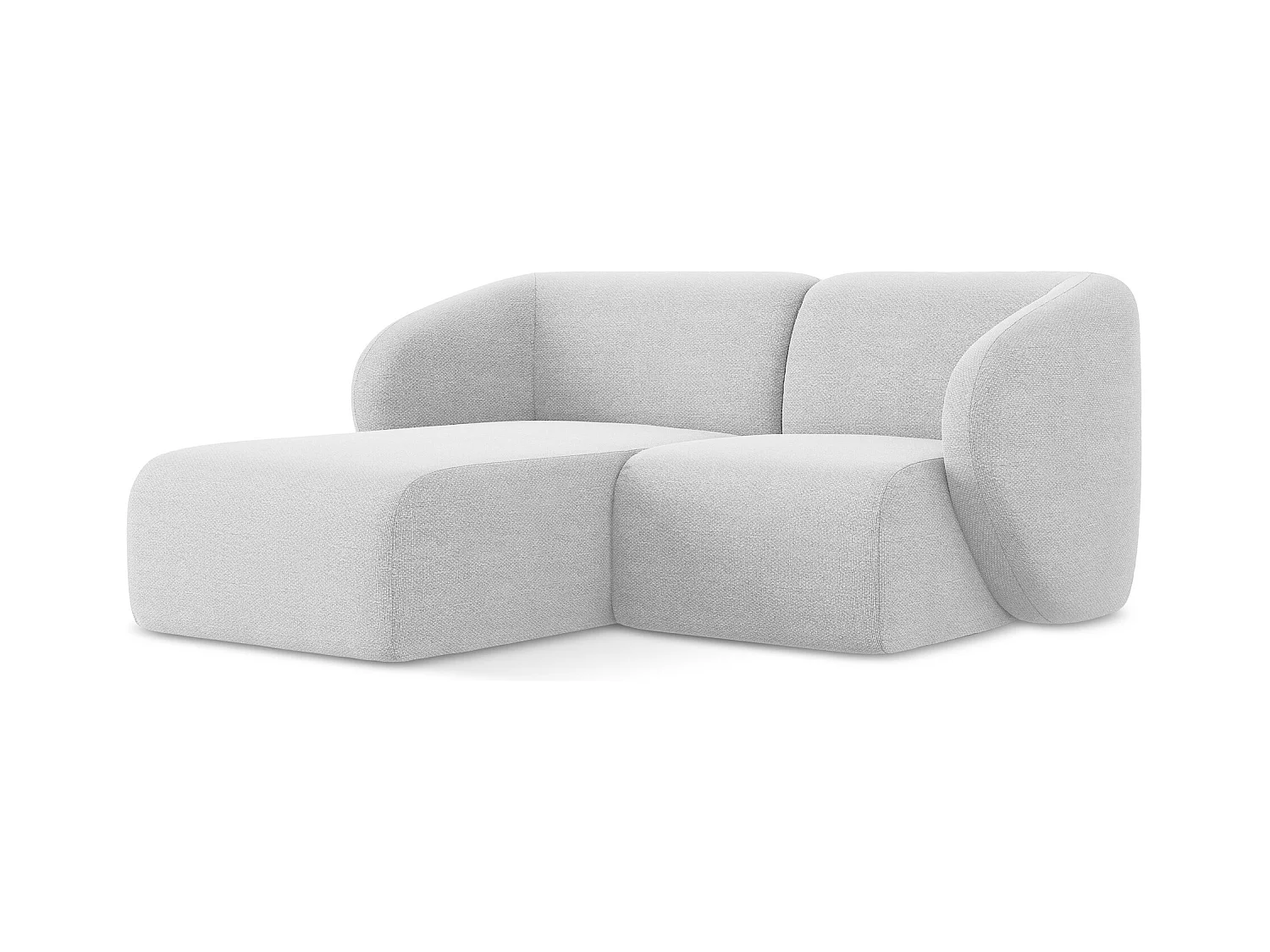 Canapé d'angle 2,5 places modulaire gauche en tissu bouclette - argent - LANI