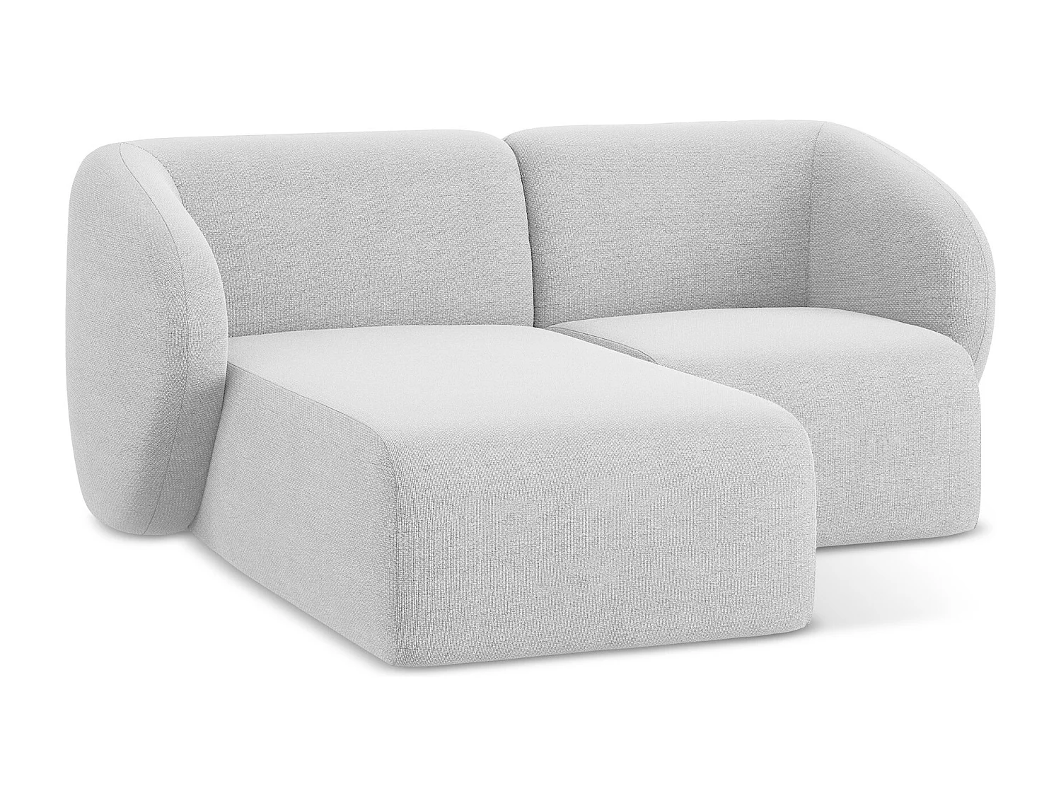 Canapé d'angle 2,5 places modulaire gauche en tissu bouclette - argent - LANI