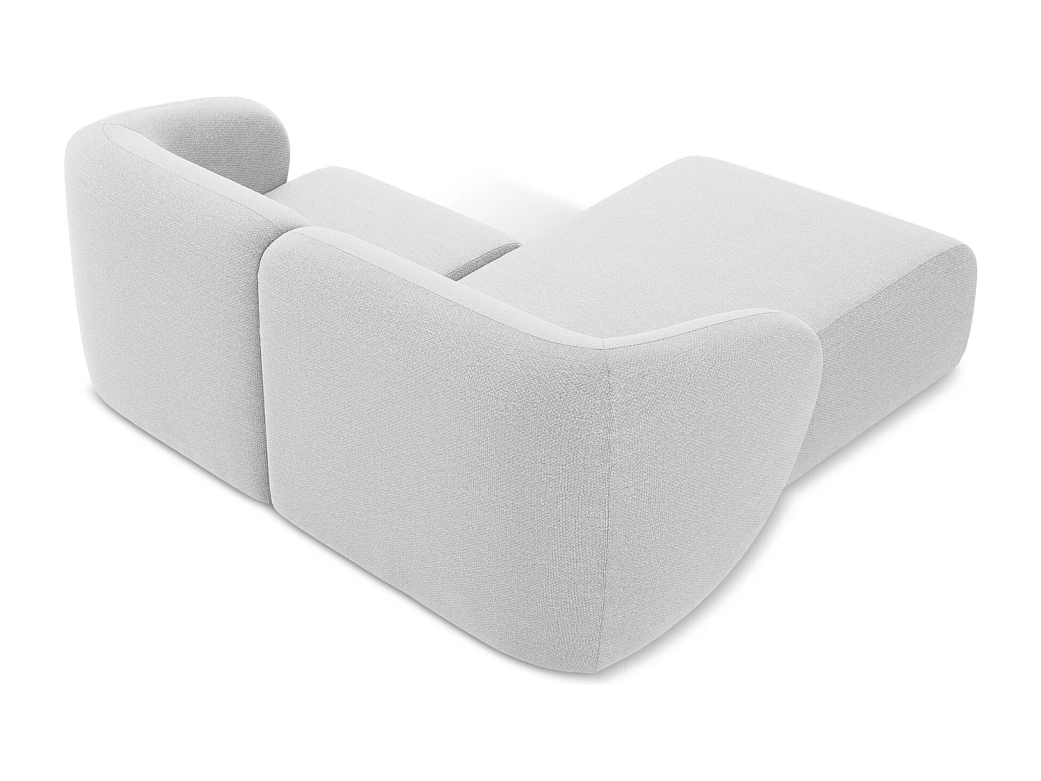 Canapé d'angle 2,5 places modulaire gauche en tissu bouclette - argent - LANI