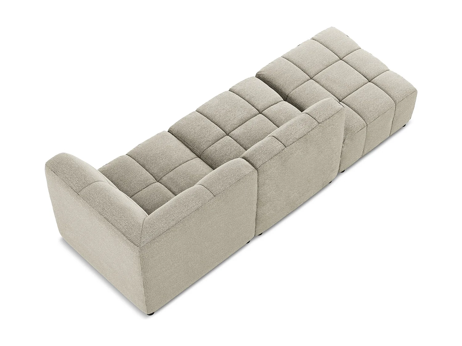 Canapé d'angle 3 places modulaire gauche en tissu bouclette - taupe - ALOHA