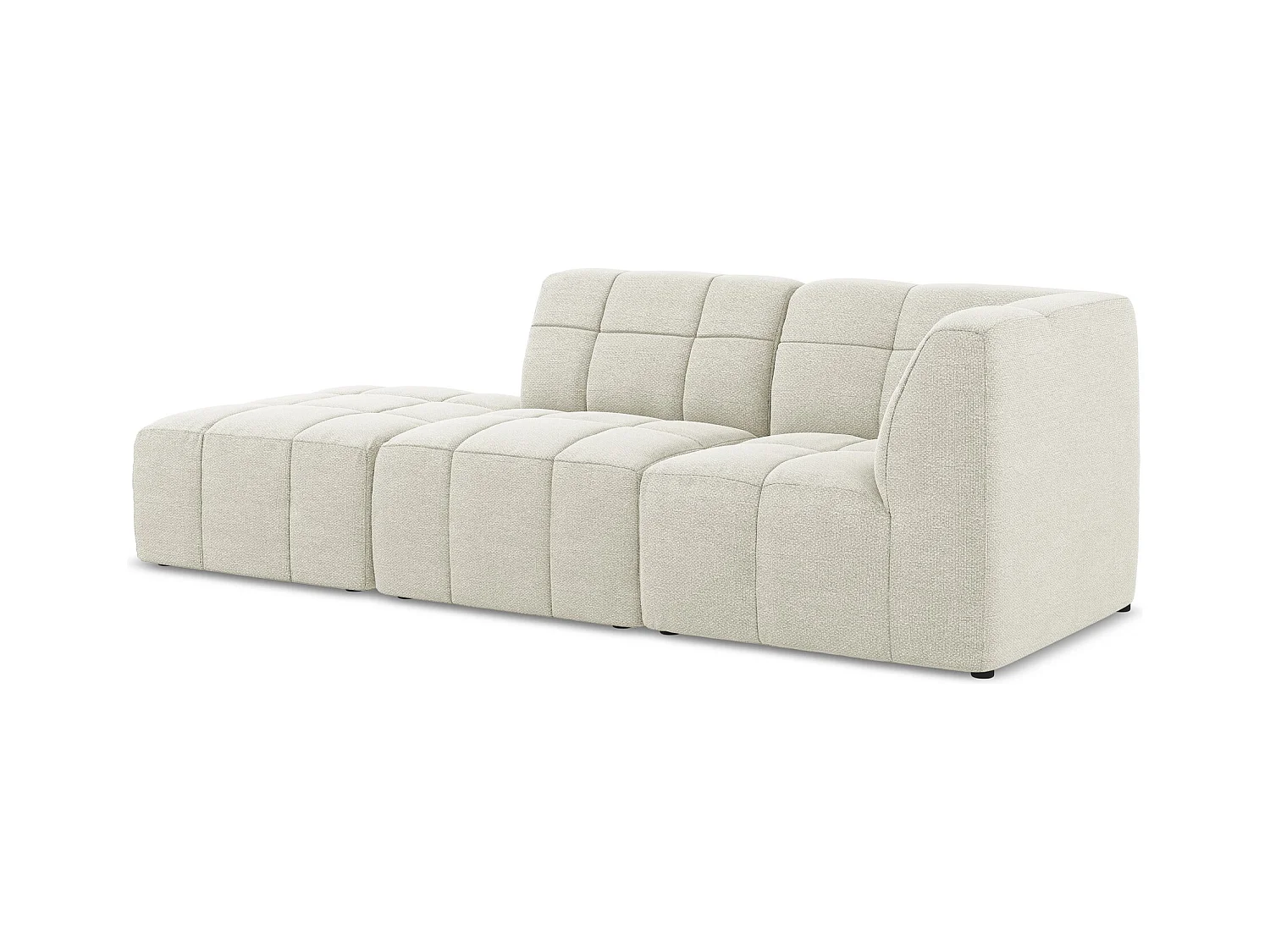 Canapé d'angle 3 places modulaire gauche en tissu bouclette - sable - ALOHA