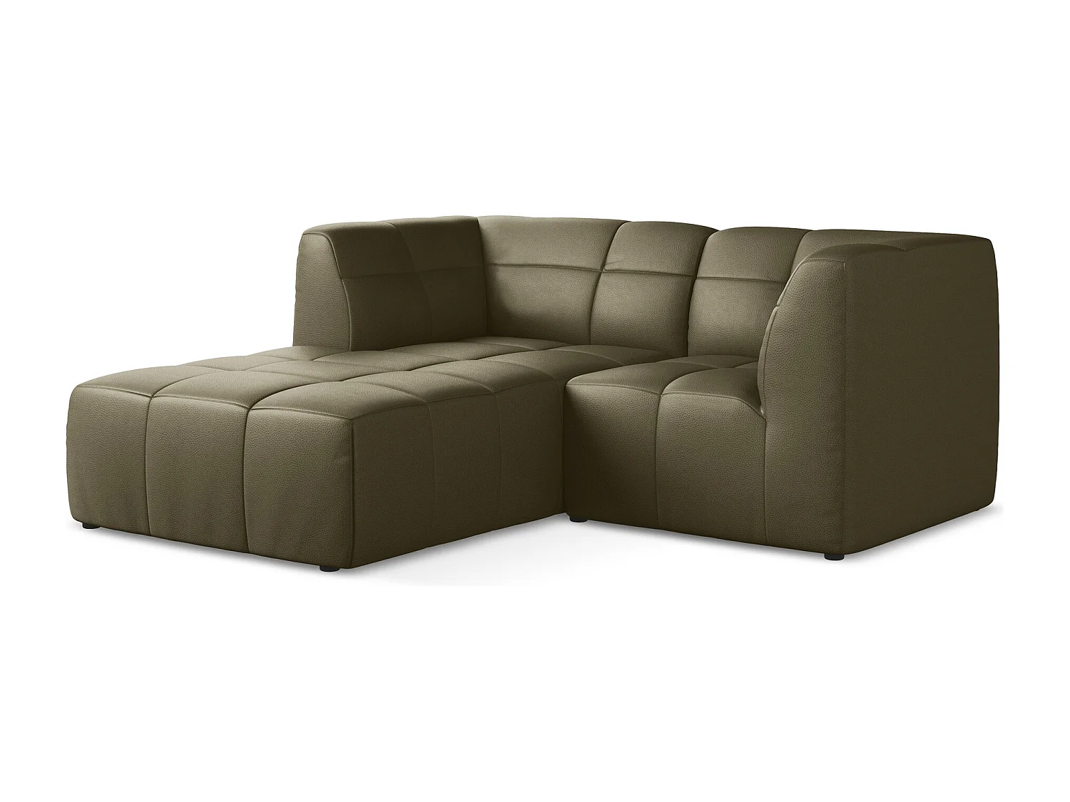 Modulaire hoekbank links van olijfgroen kunstleer - ALOHA