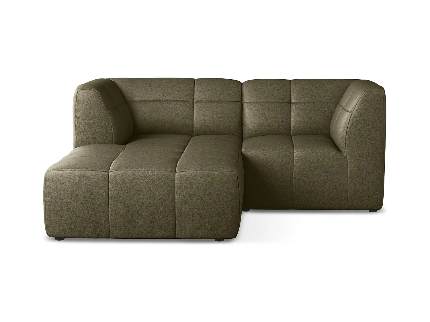 Modulaire hoekbank links van olijfgroen kunstleer - ALOHA