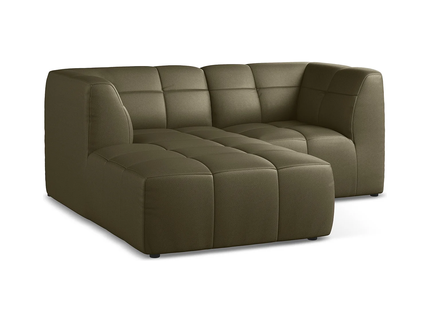 Modulaire hoekbank links van olijfgroen kunstleer - ALOHA