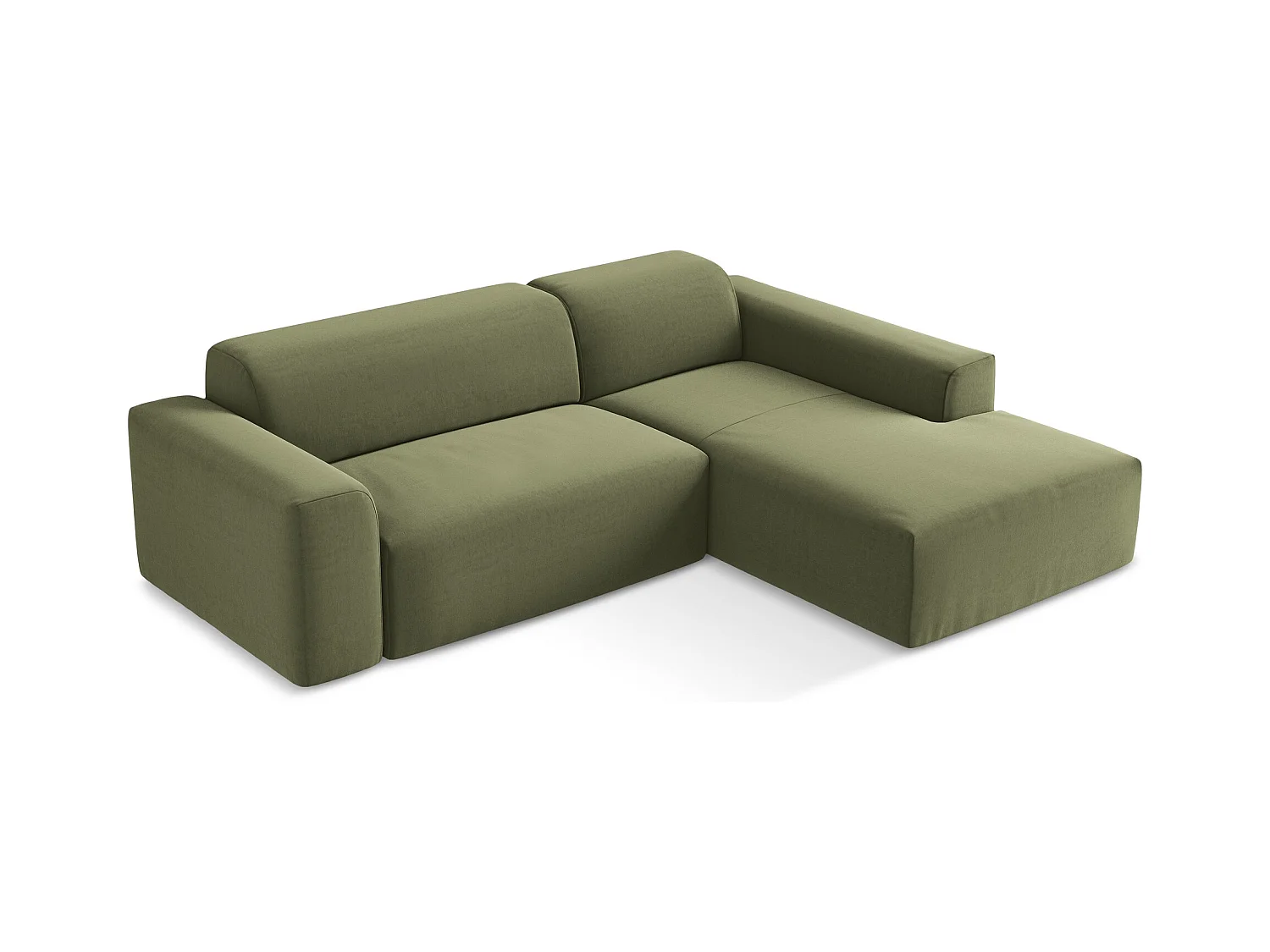 Narożnik prawostronny - z tkaniny welwetowej - oliwkowy - KELI