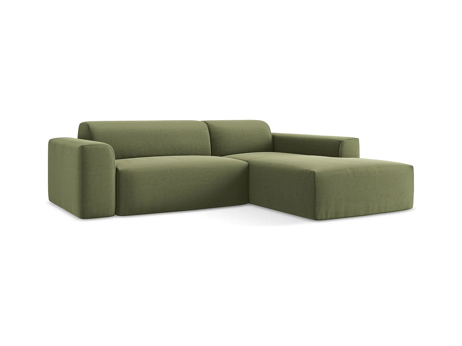 3-Sitzer Modulares Ecksofa - Ecke Rechts - Samt - Olive - KELI
