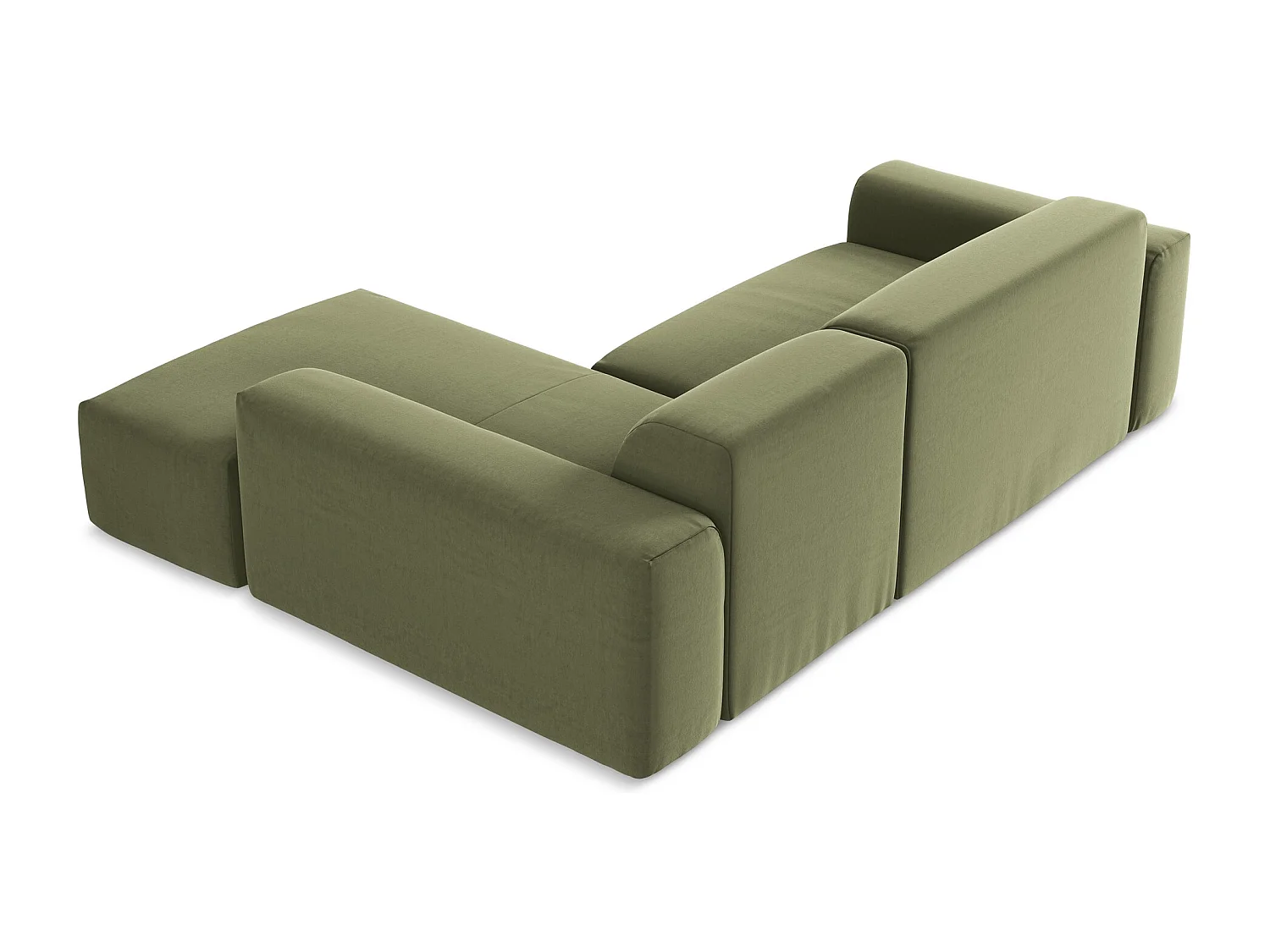 Canapé d'angle 3 places modulaire droit en velours - olive - KELI