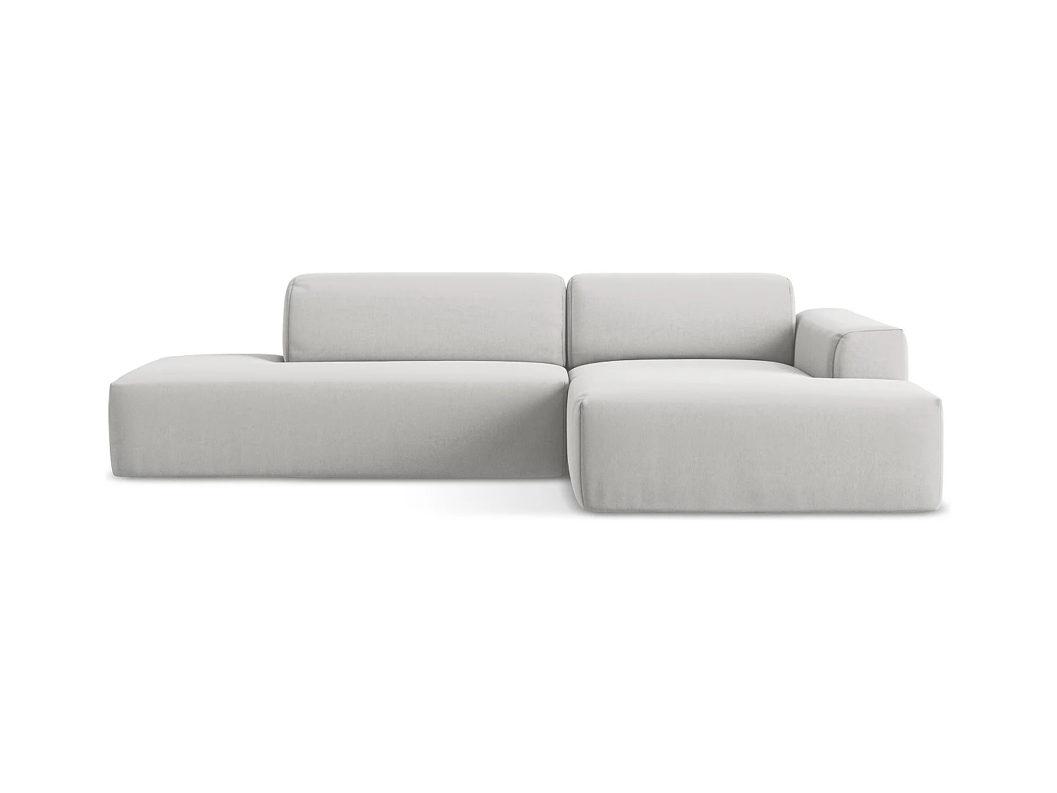 Narożnik lewostronny - z tkaniny welwetowej - srebrny - KELI