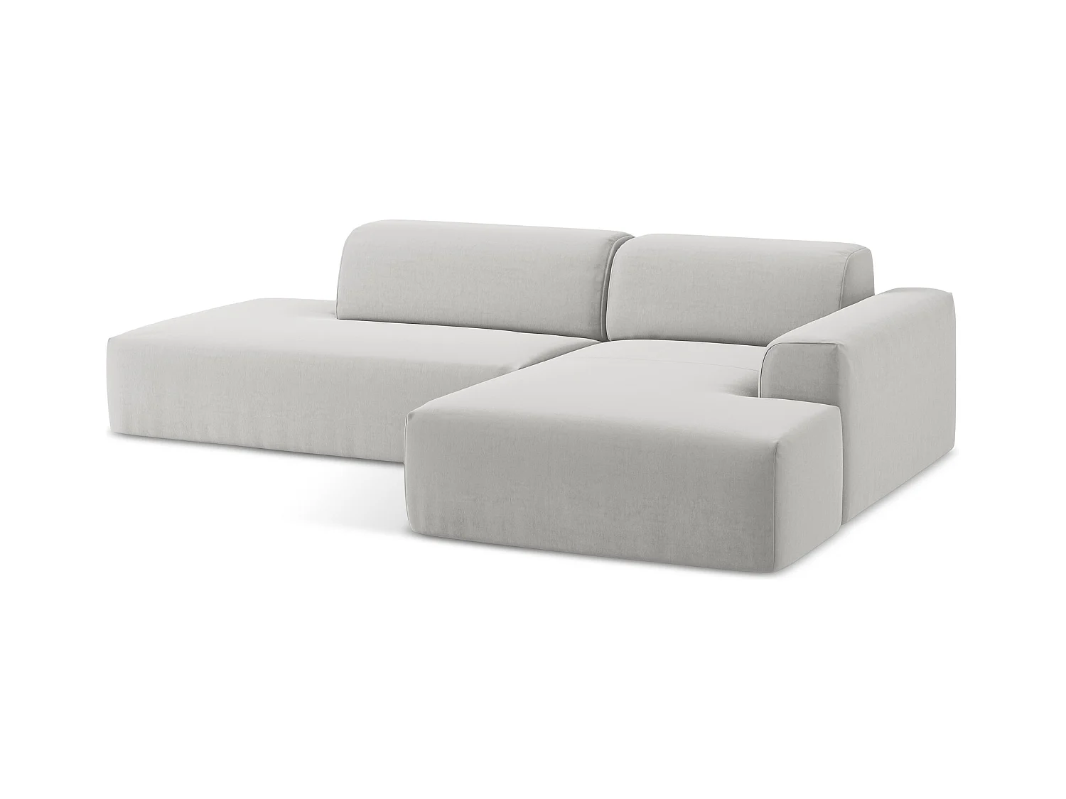 Narożnik lewostronny - z tkaniny welwetowej - srebrny - KELI