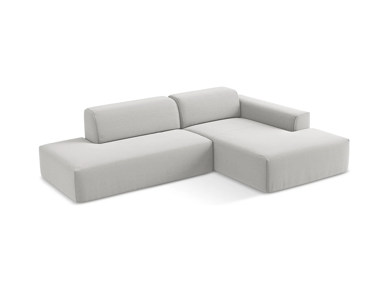 Narożnik lewostronny - z tkaniny welwetowej - srebrny - KELI