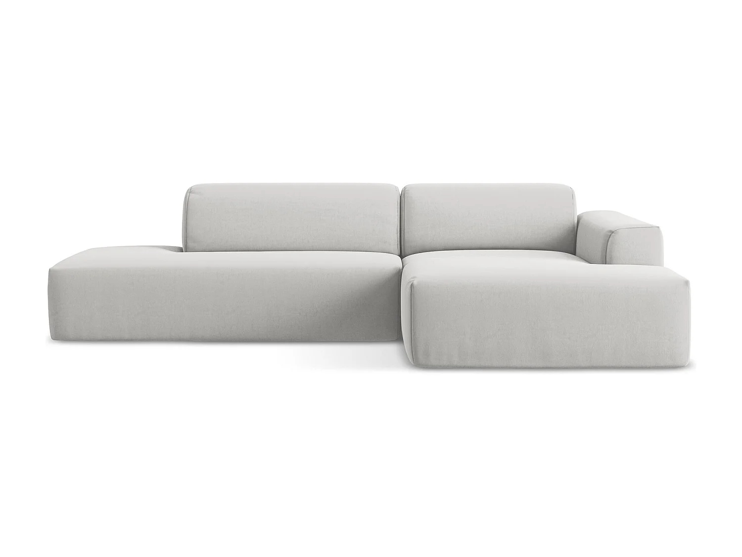 Canapé d'angle 3 places modulaire gauche en velours - argent - KELI