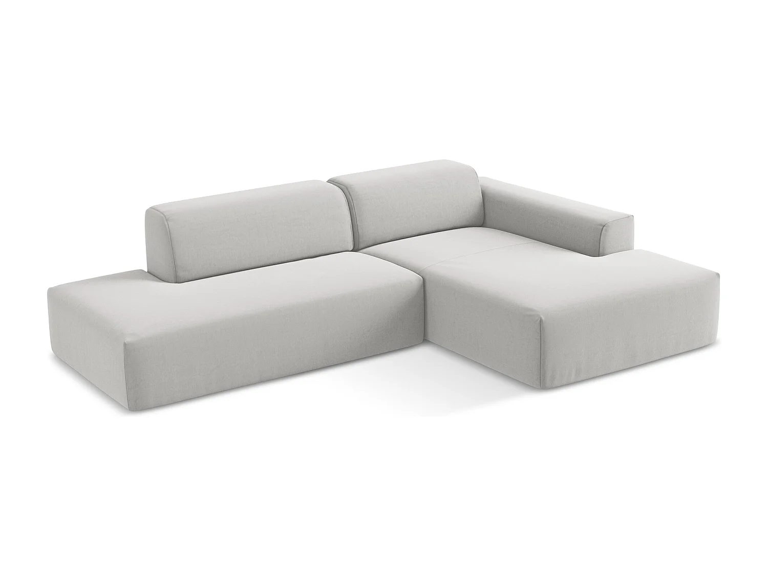 Canapé d'angle 3 places modulaire gauche en velours - argent - KELI