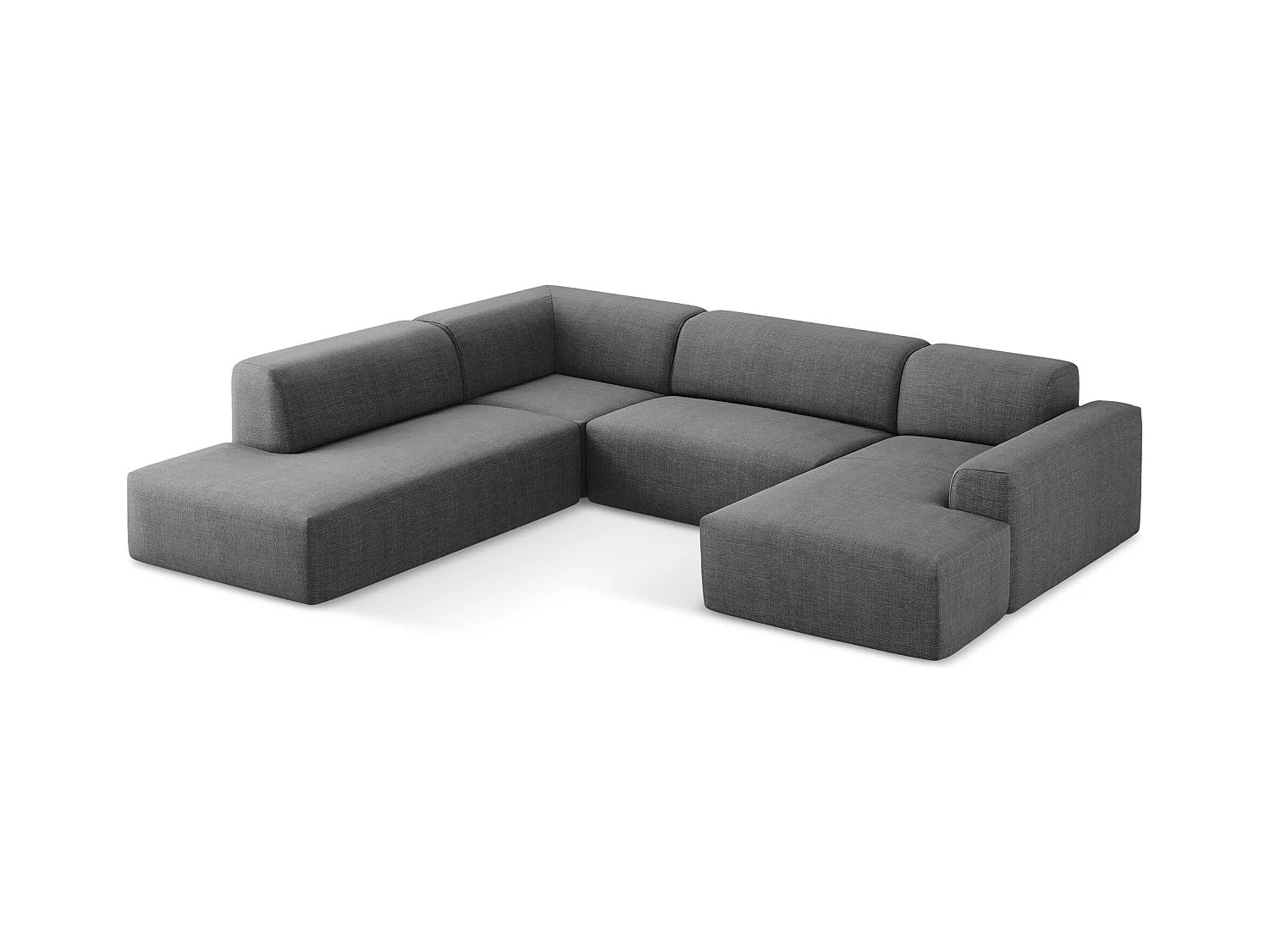 Panoramische hoekbank links van donkergrijs textuurstof - KELI